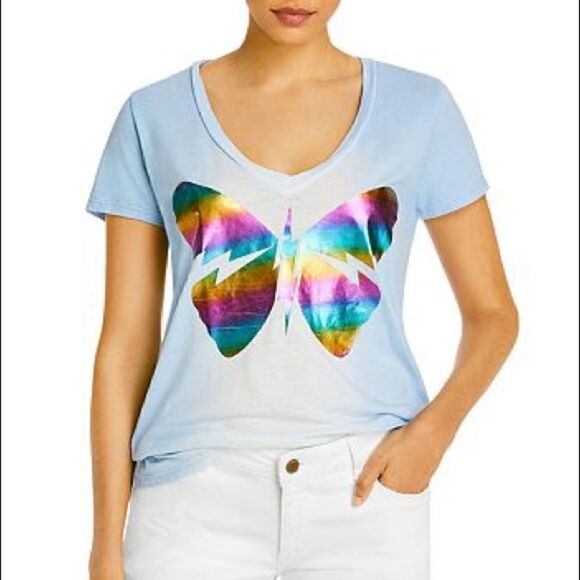 NWT Lauren Moshi + Aqua Ombré Butterfly Tee - Picture 2 of 7